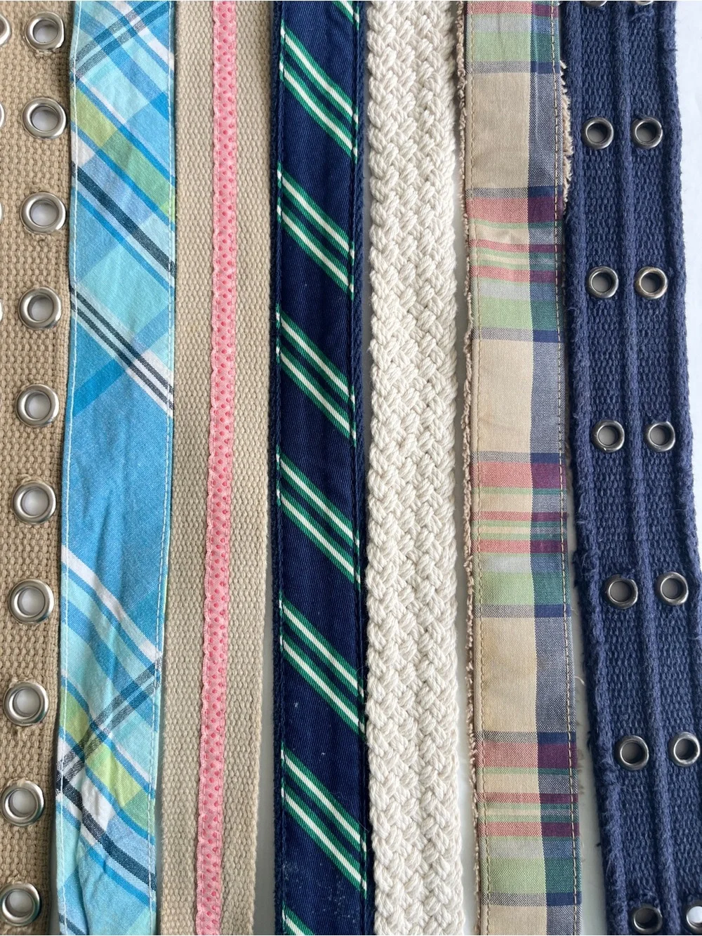 Set 7 assorted adjustable belts womens kids boys girls stripe plaid solids ladie